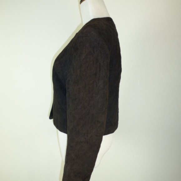 CAROLINE MOORE channel quilted lamb leather SUEDE JACKET blazer cropped vintage - Picture 4 of 7